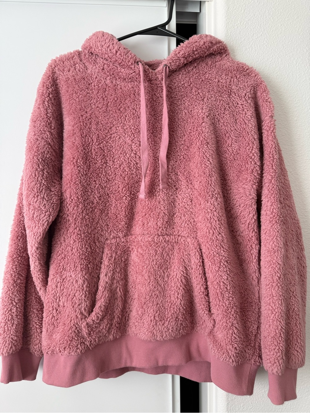 Plush Sherpa Hooded Pullover Jacket in Rose Pink